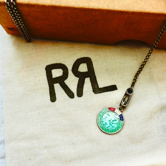 RRL Sterling Silver Saint Christopher Medal Vintage Enamel WW2 J Hook Chain - Picture 8 of 9